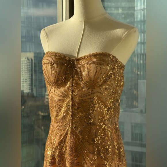 🆕 BRONX & BANCO 🧿 NWOT Giselle Strapless Beaded Sequin Midi Dress, Size M US 6 - Picture 11 of 16